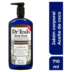 🥥 Dr. Teal’s Gel de Baño con Aceite de Coco y Sales de Epsom – Nutrición e Hidratación Profunda 🌿✨