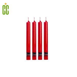 Adisco - Esencial Vela Colores Rojo, 1 Paquetes de 4 Bujías